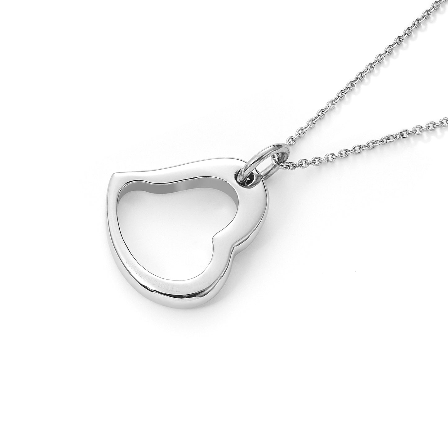 Stainless steel heart shape hollow pendant with chain