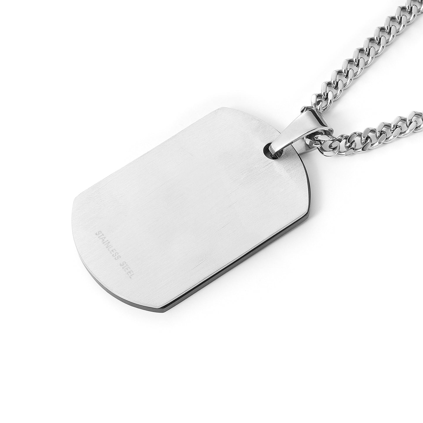 Black Christian Cross Christ Logo Symbol Military Dog Tag Chain Necklace