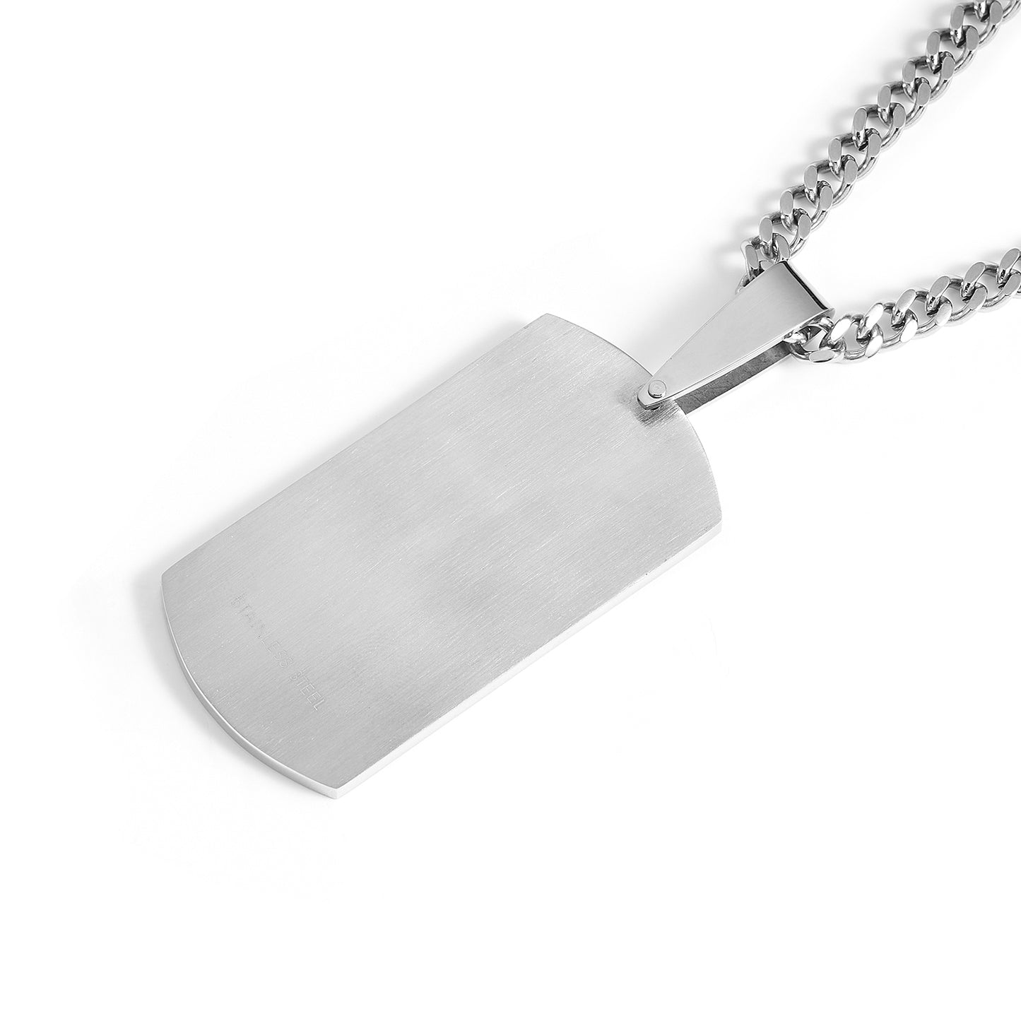 Stainless steel carbon fiber dog tag pendant with chain