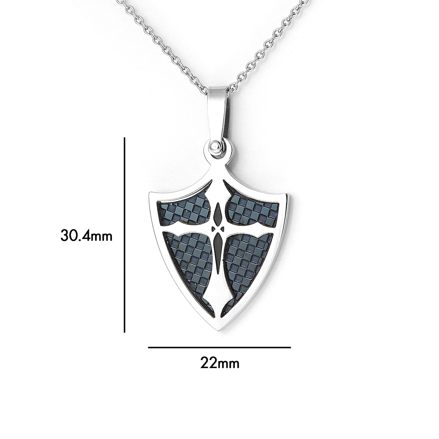 Stainless steel Shield and Cross pendant with chain