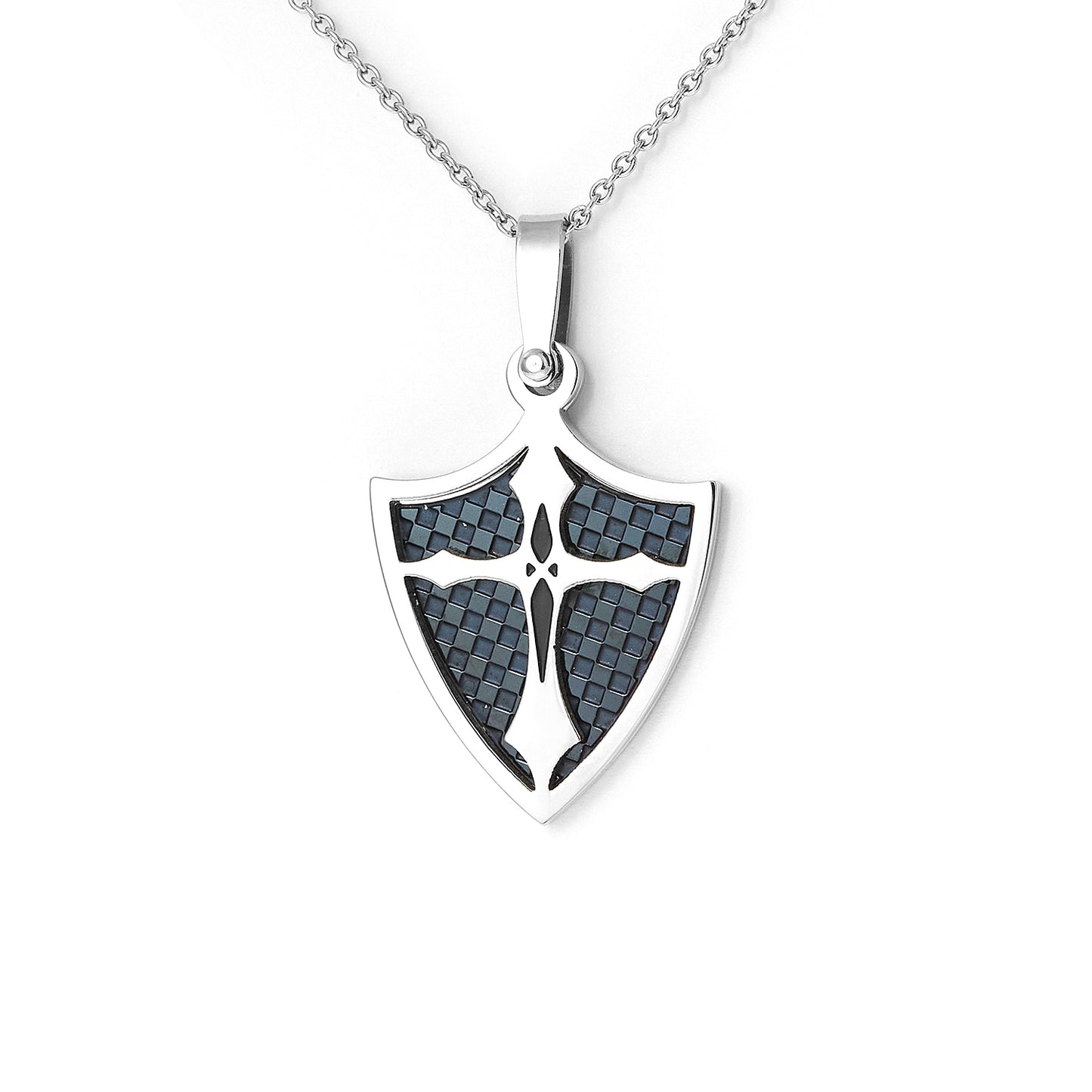 Stainless steel Shield and Cross pendant with chain
