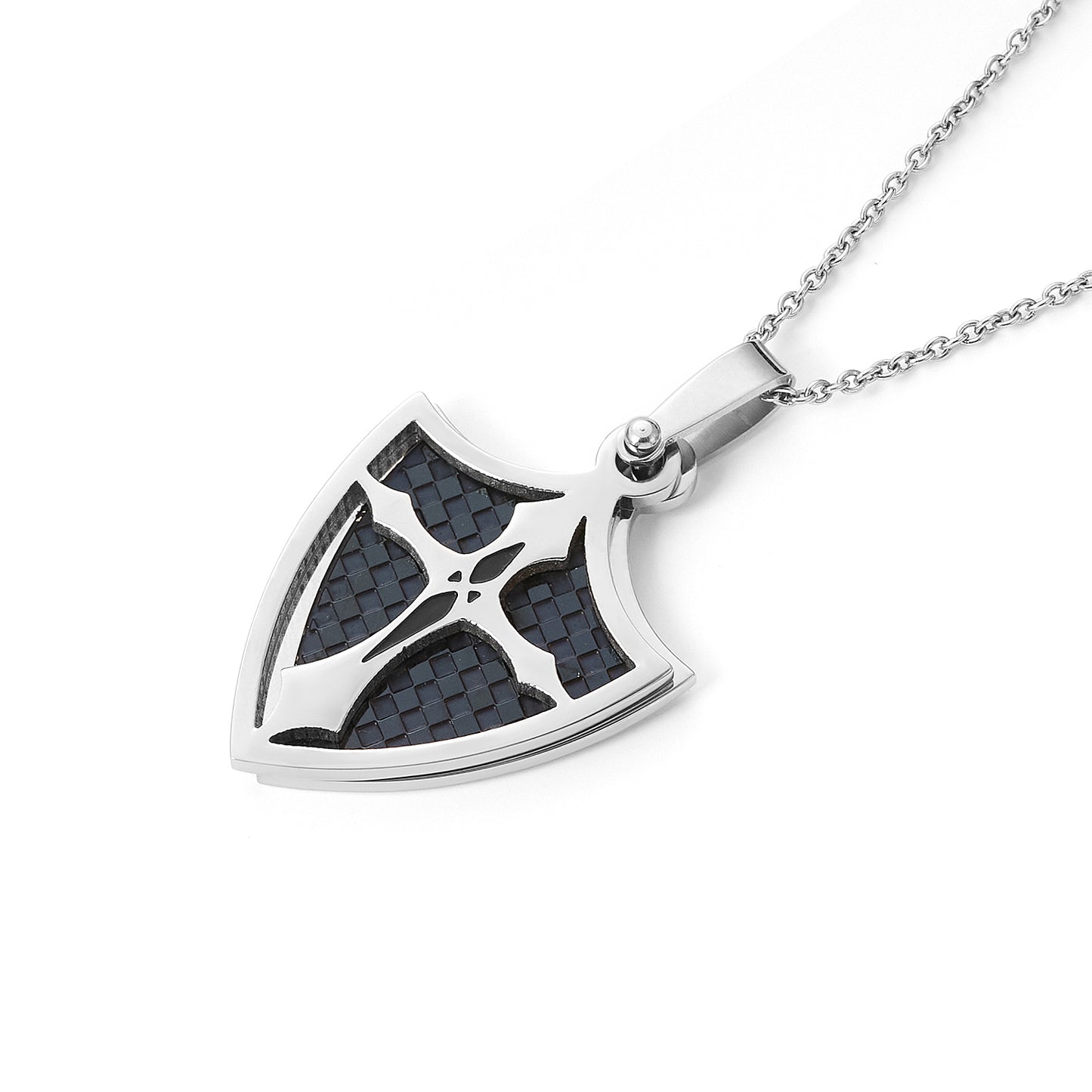 Stainless steel Shield and Cross pendant with chain