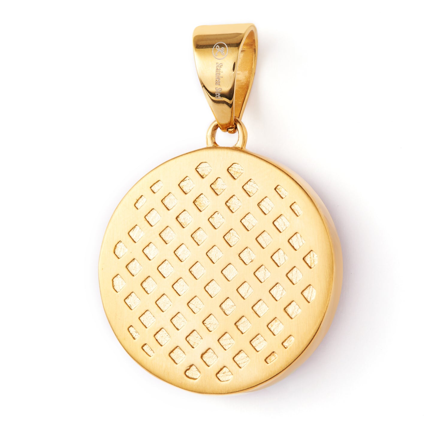 Yellow Gold Stainless Steel Freemason Round Masonic Pendant