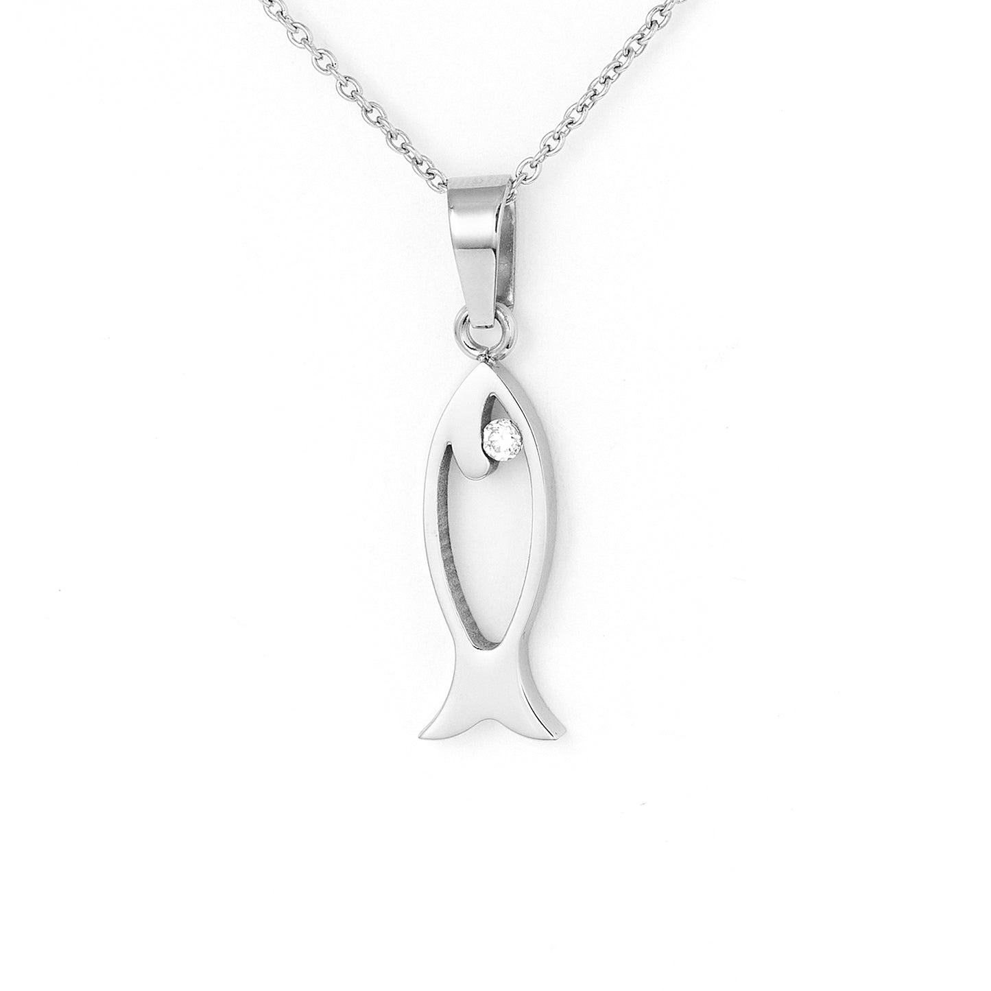 Stainless steel Vertical Fish Pendant with chain