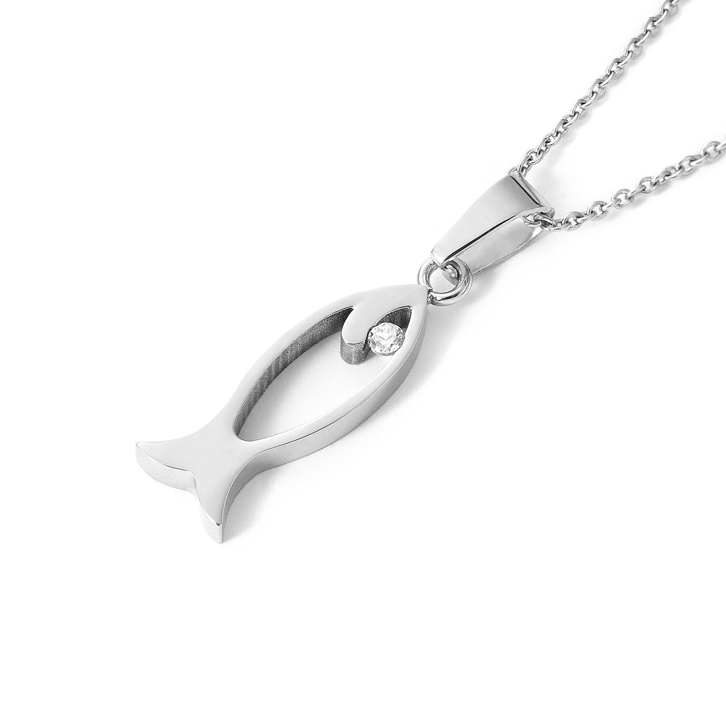 Stainless steel Vertical Fish Pendant with chain