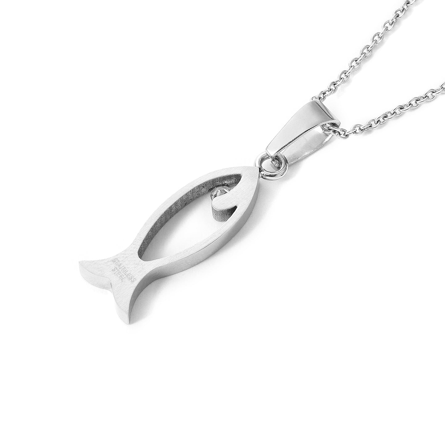 Stainless steel Vertical Fish Pendant with chain