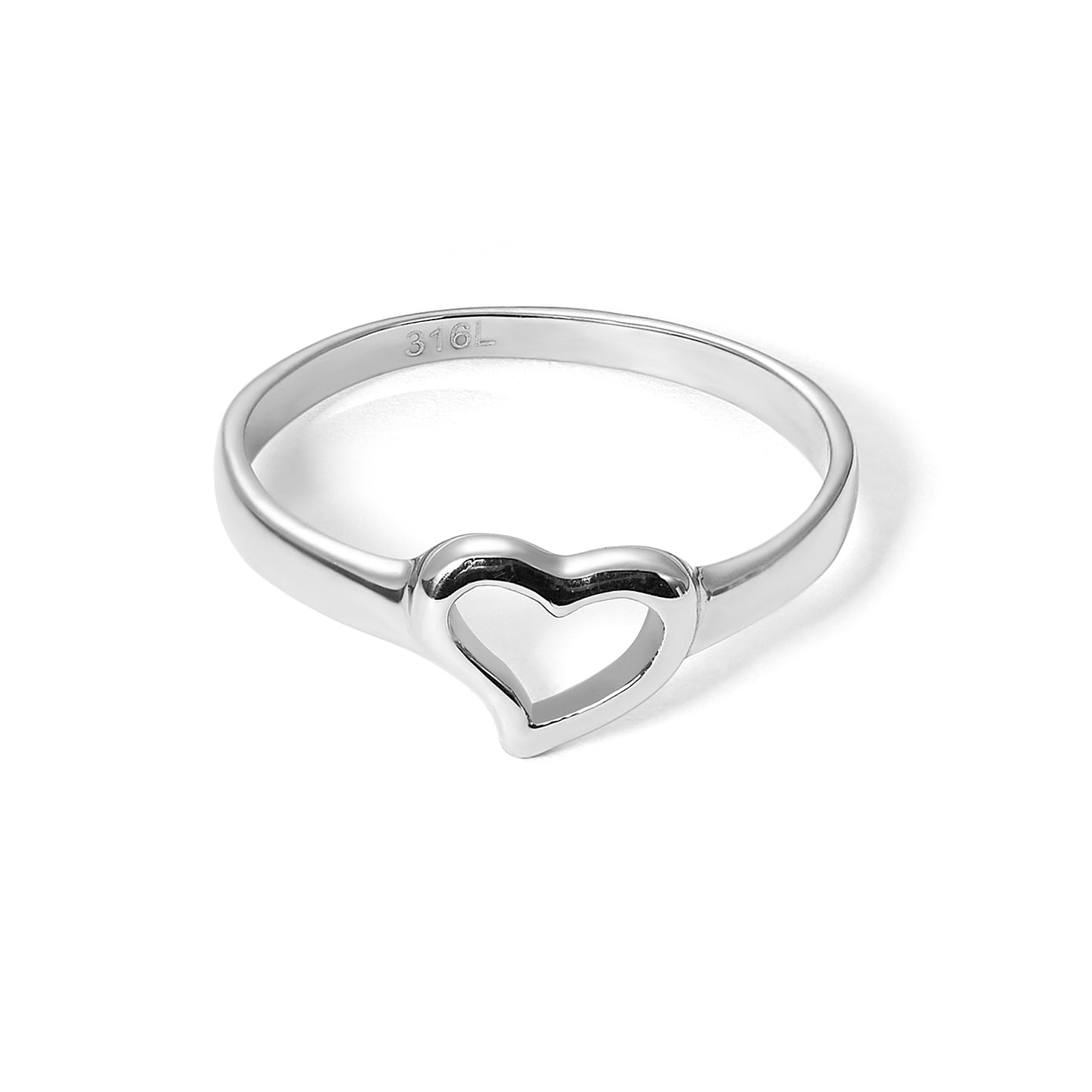 Trendy Love Hollow Heart Shape Women Ring in Stainless Steel