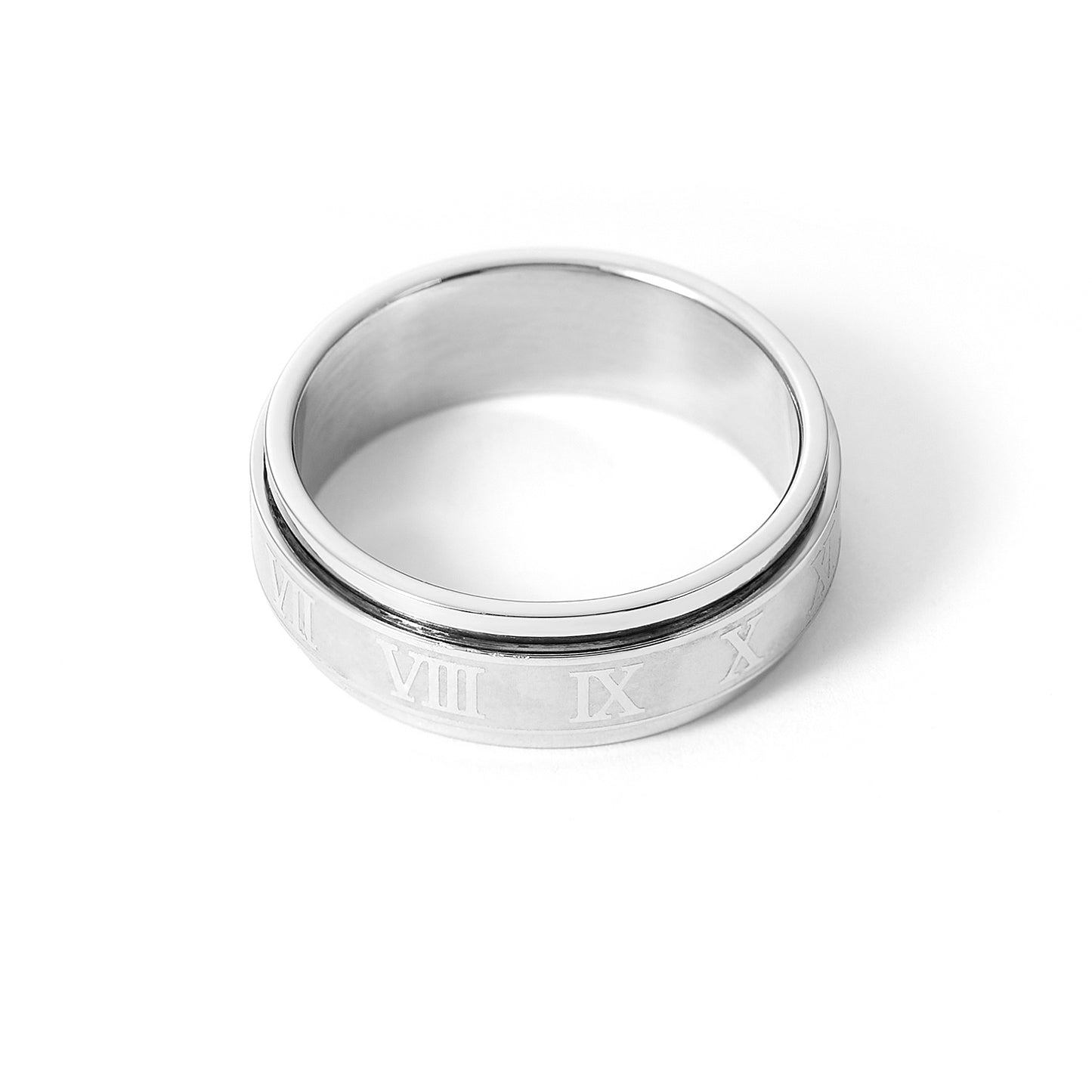 8MM Stainless Steel Brushed Center Men's Wedding Ring with Polished Edges