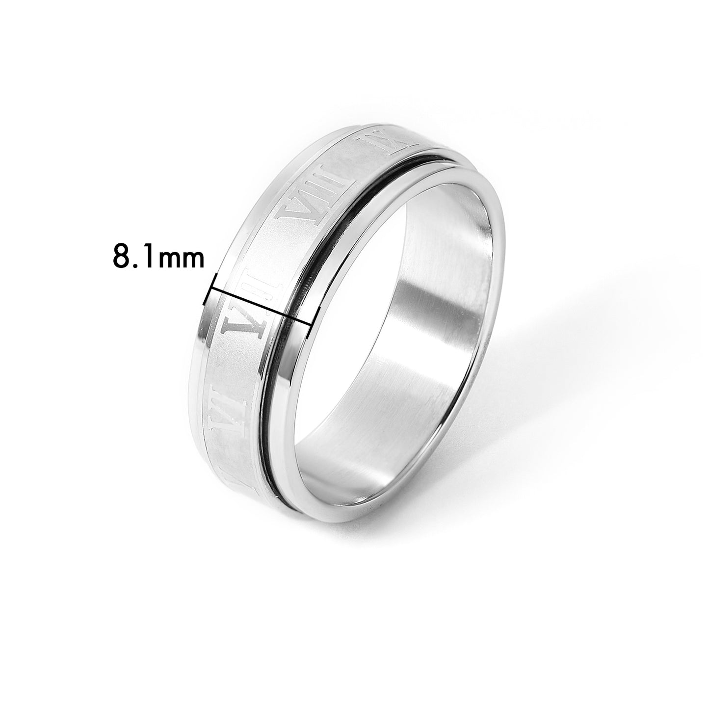 8MM Stainless Steel Brushed Center Men's Wedding Ring with Polished Edges