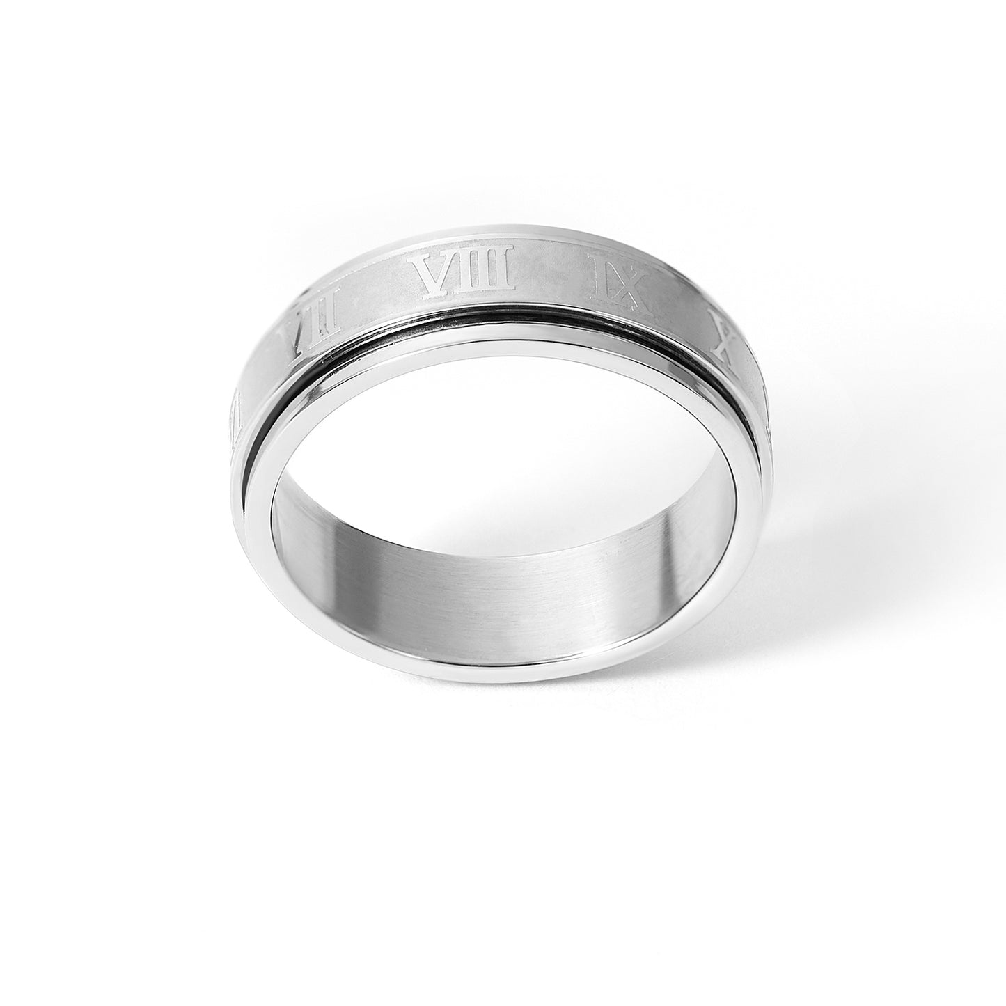 8MM Stainless Steel Brushed Center Men's Wedding Ring with Polished Edges