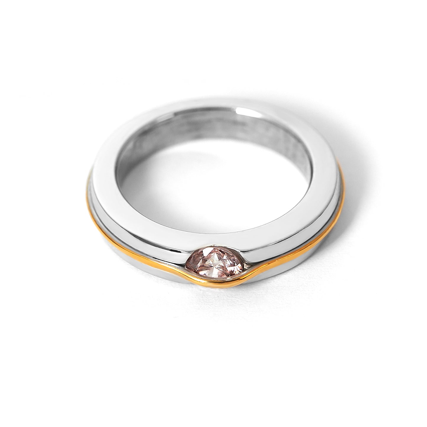 Round Venus Cubic Zirconia Stainless Steel Ring