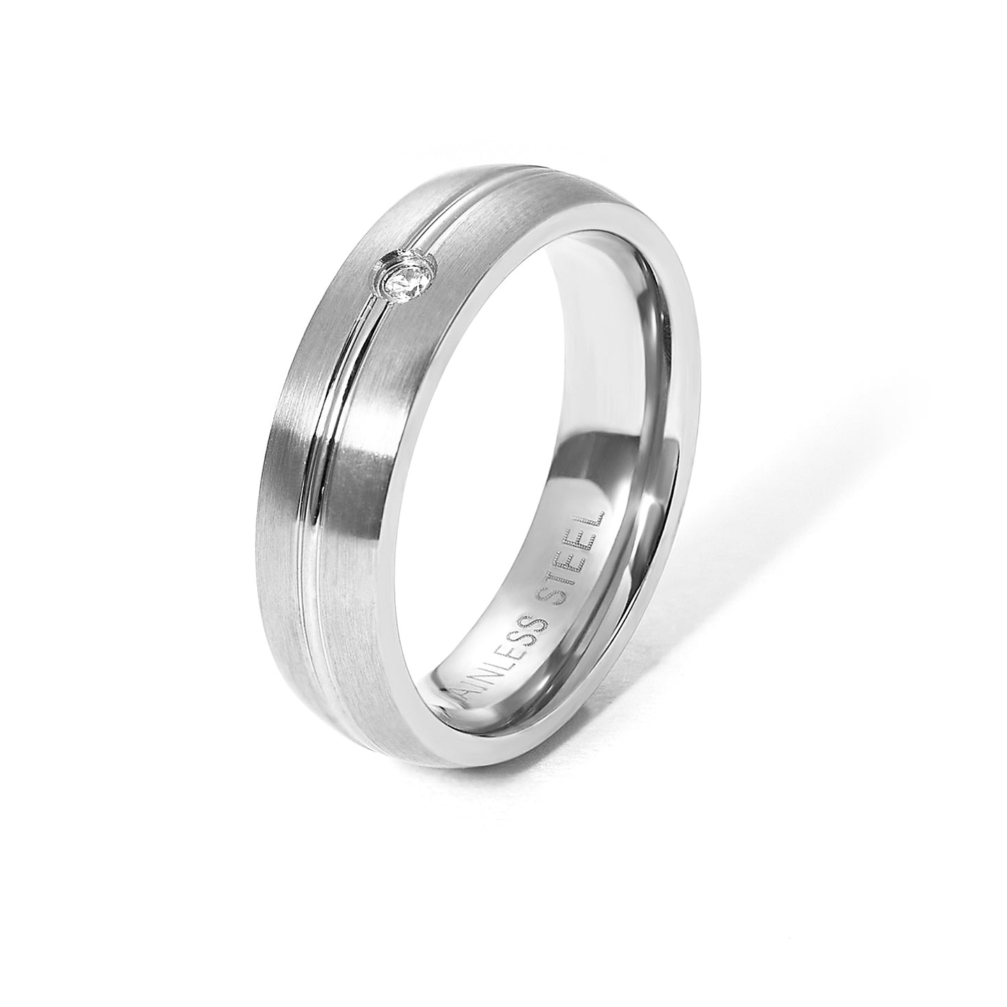 5MM Band Stainless Steel Cubic Zirconia Ring