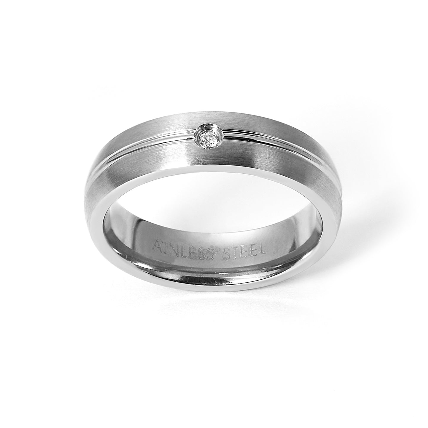 5MM Band Stainless Steel Cubic Zirconia Ring