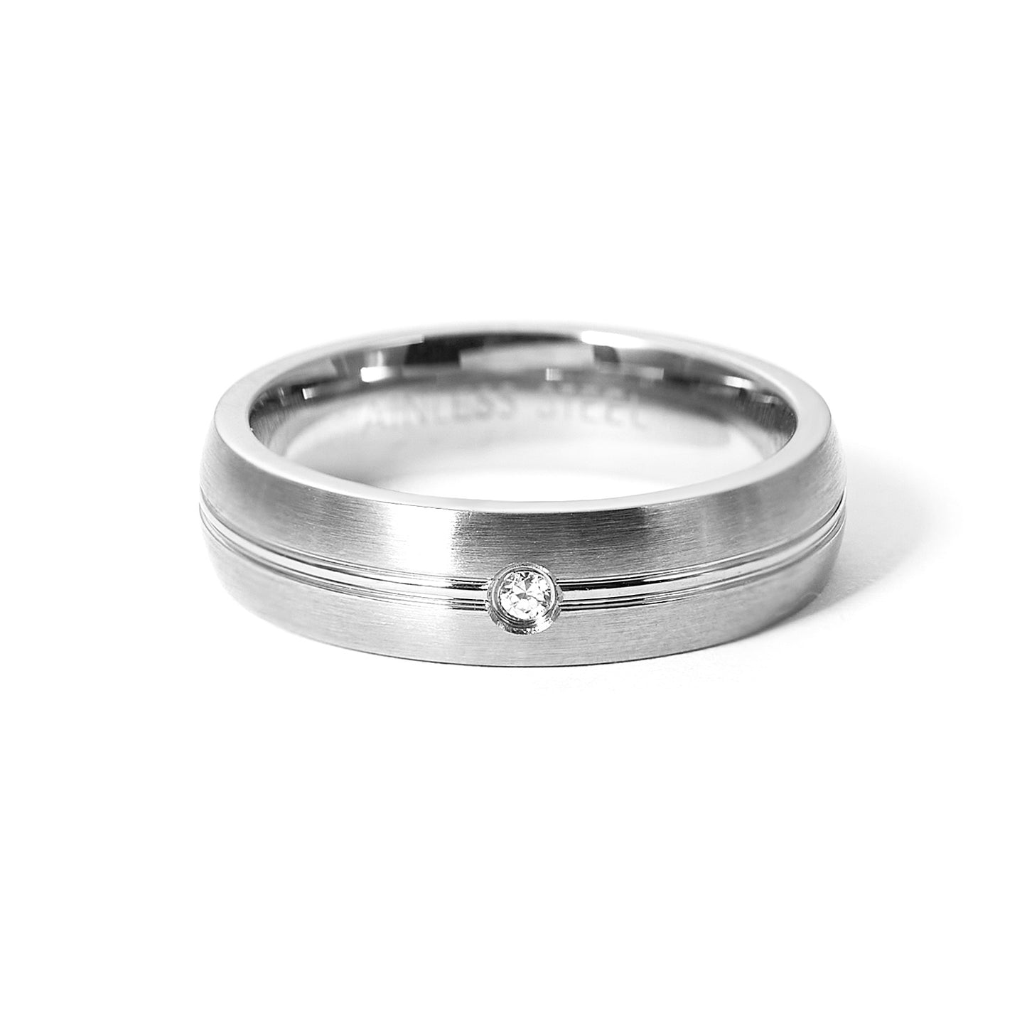 5MM Band Stainless Steel Cubic Zirconia Ring