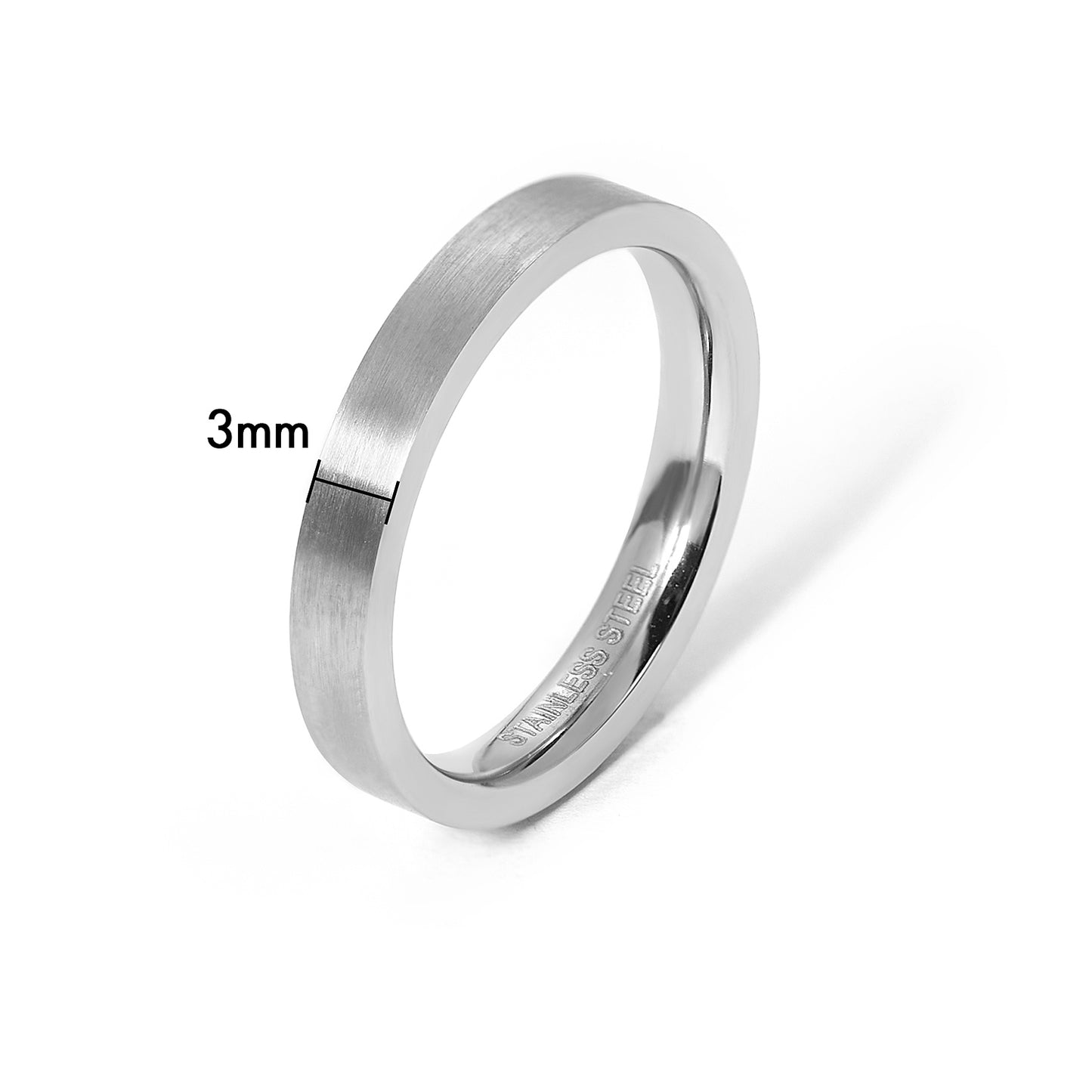 3mm Stainless Steel Plain Band Ring Free Engraving