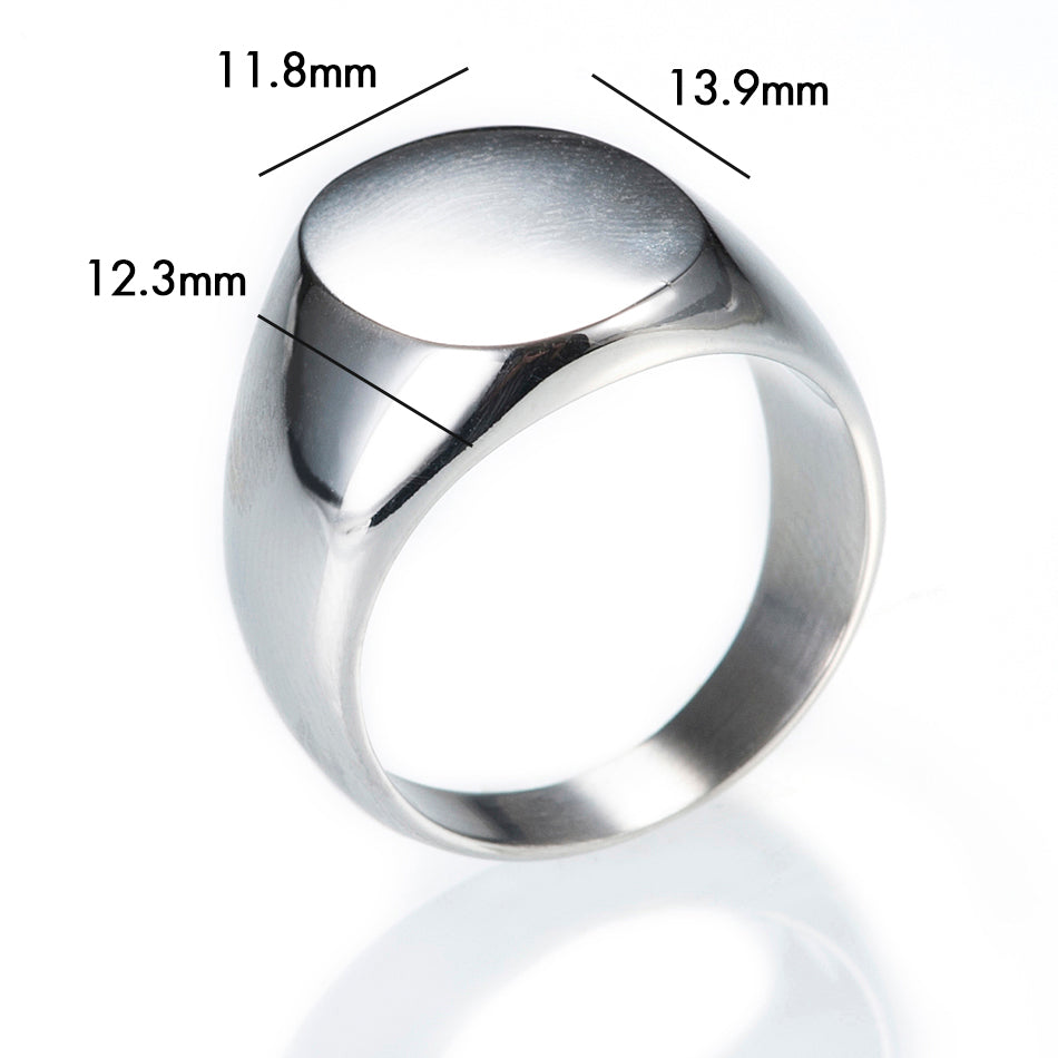 Stainless steel oval shape engravable signet ring