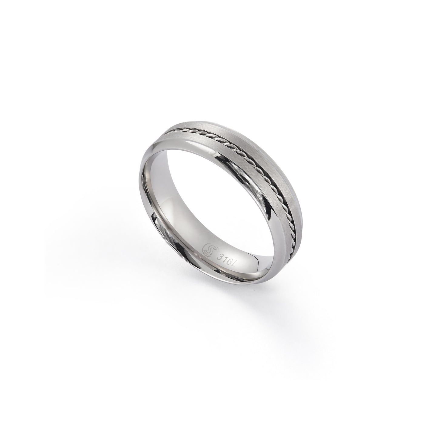 Stainless Steel Brushed Twisted Wedding Ring Band Man