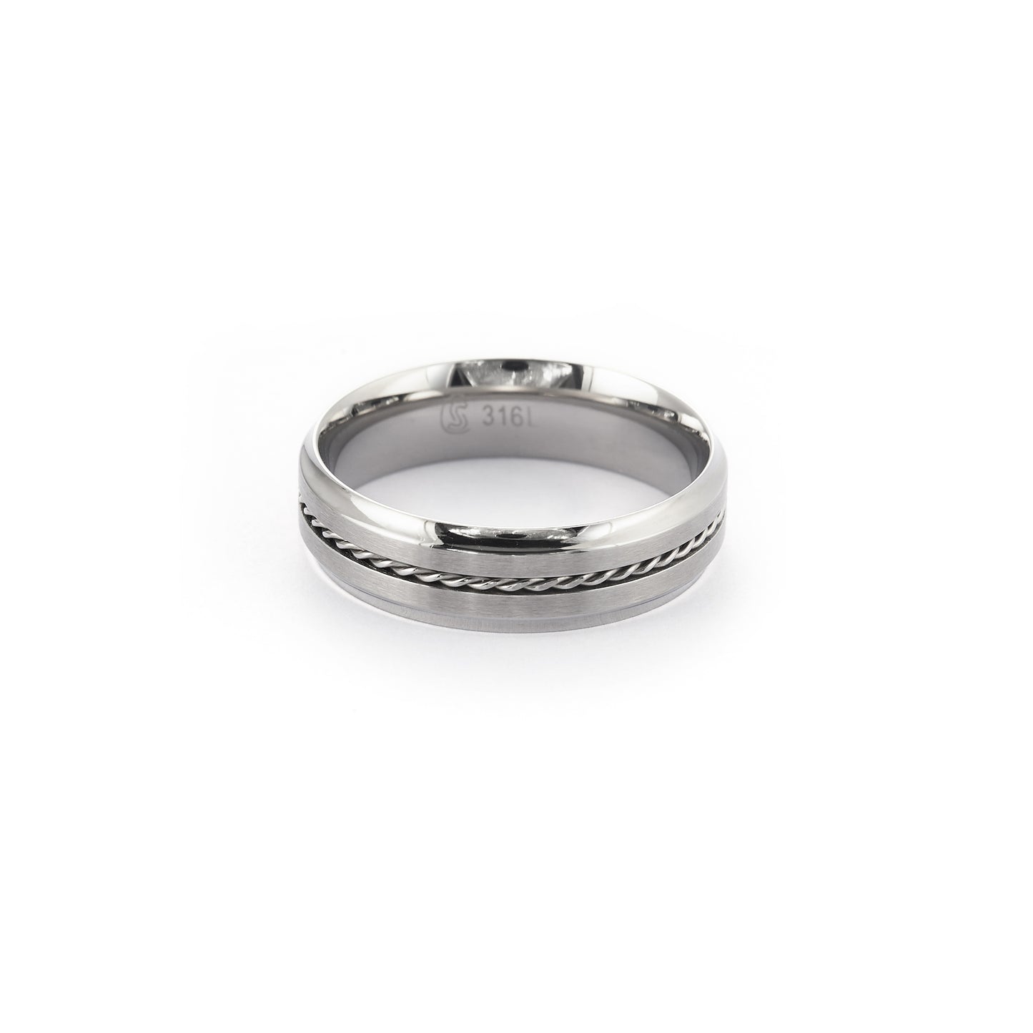 Stainless Steel Brushed Twisted Wedding Ring Band Man