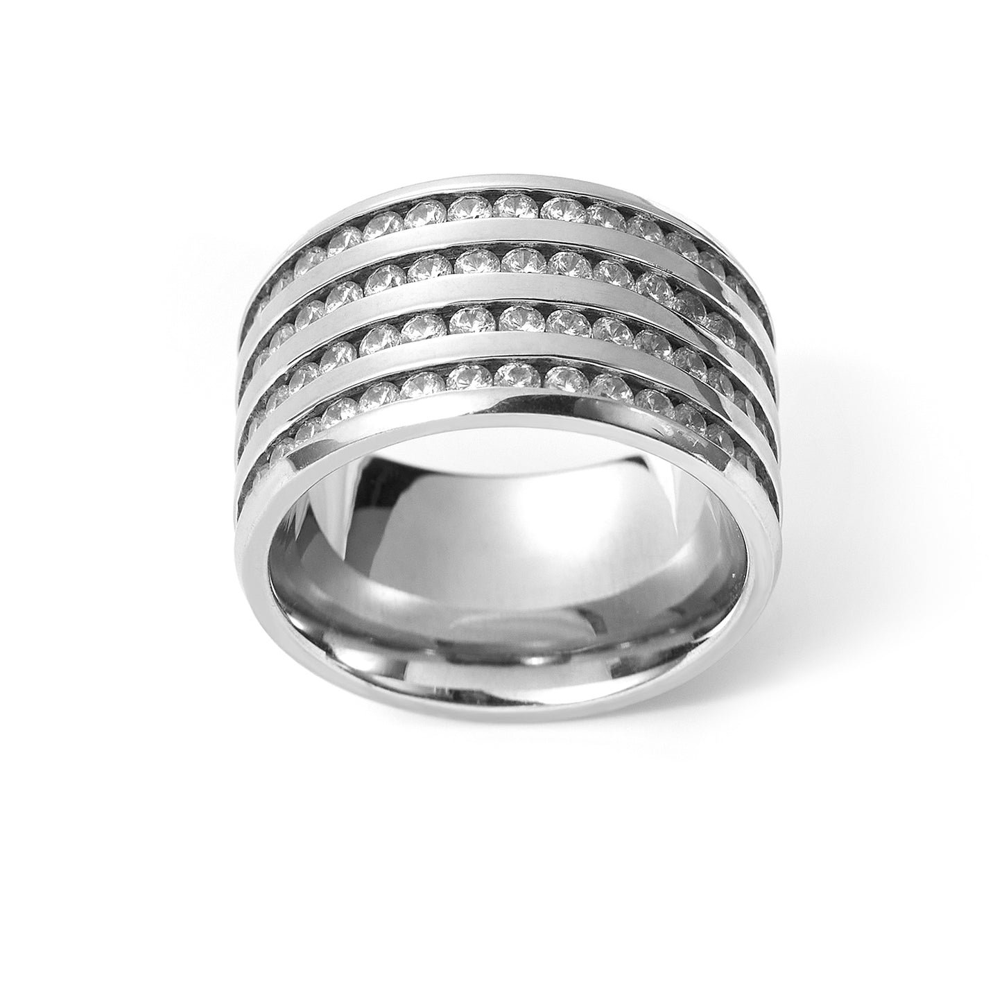 Stainless steel cubic zirconia ring