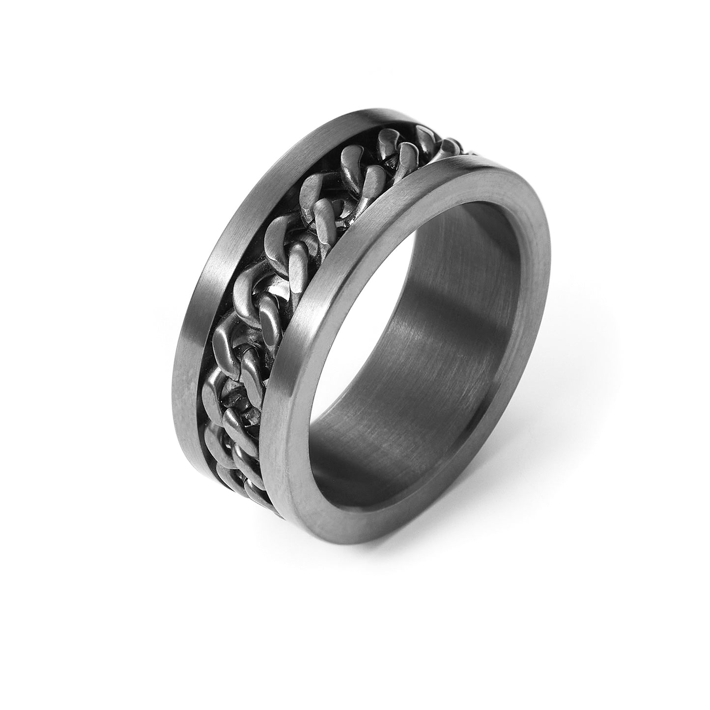 Ring Cuban Link Chain Multicolor Stainless Steel Men Women Unisex Wedding Band