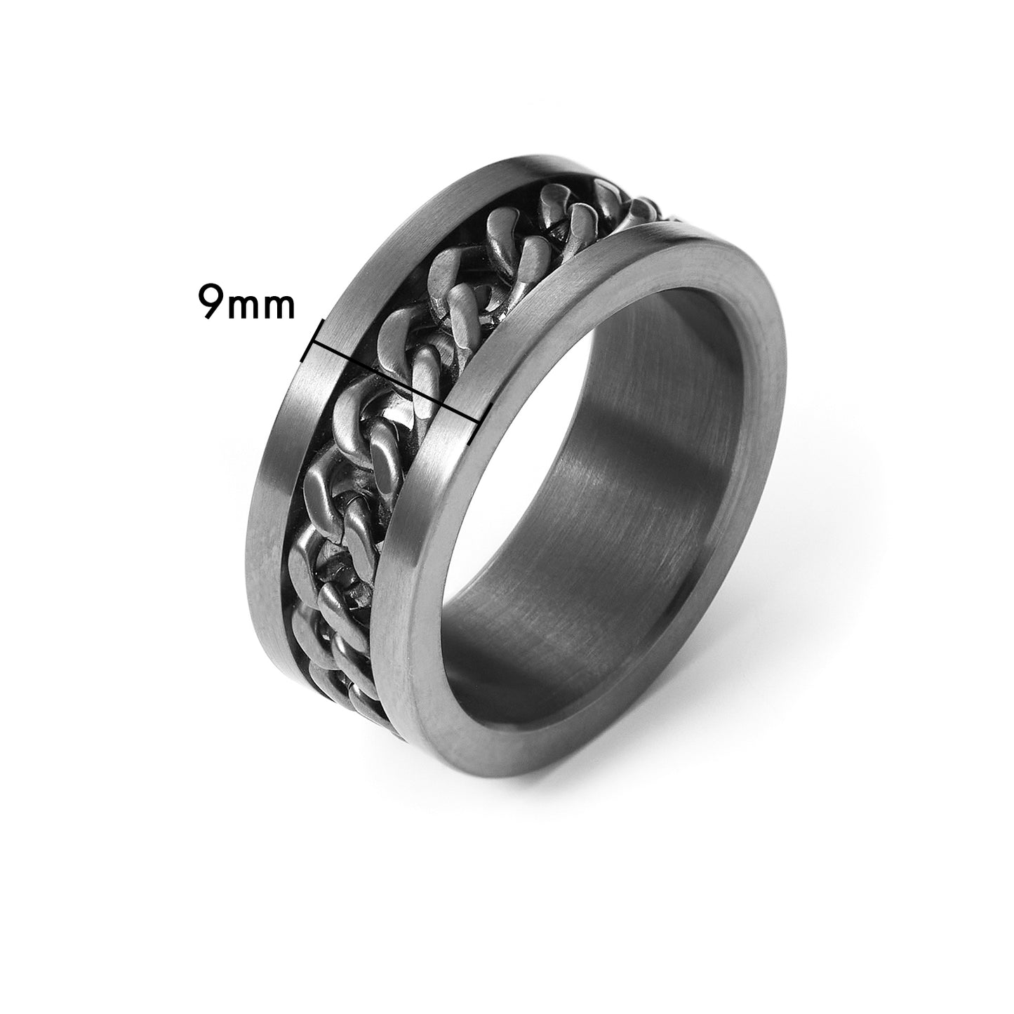 Ring Cuban Link Chain Multicolor Stainless Steel Men Women Unisex Wedding Band