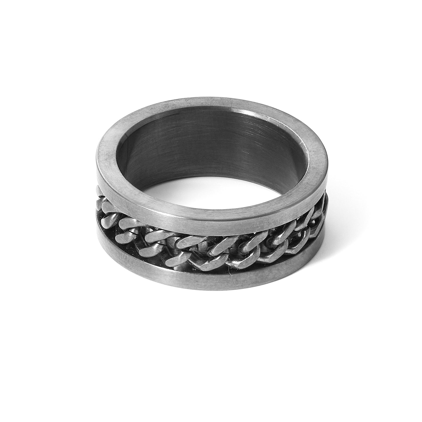 Ring Cuban Link Chain Multicolor Stainless Steel Men Women Unisex Wedding Band