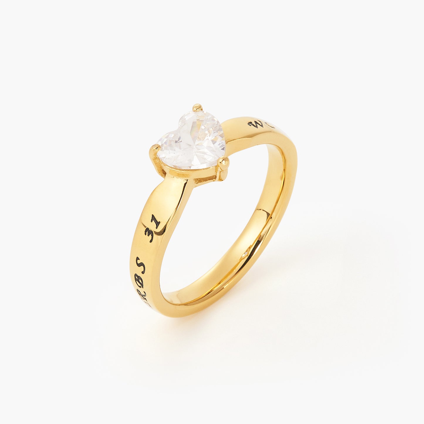 14K Yellow Gold Plated 6-Prong Heart Shape Solitaire Diamond Cz Engagement Promise Statement Anniversary Bridal Wedding Ring