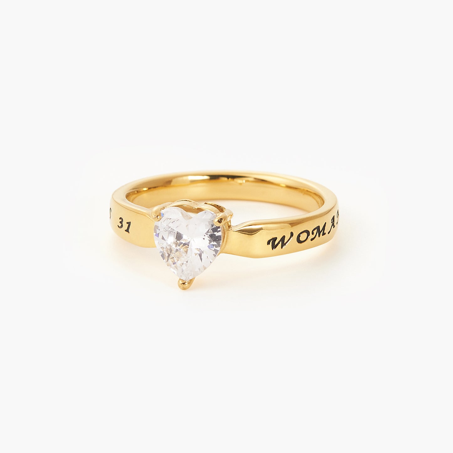 14K Yellow Gold Plated 6-Prong Heart Shape Solitaire Diamond Cz Engagement Promise Statement Anniversary Bridal Wedding Ring