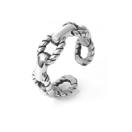 Stainless Steel Rings for Men, Plain Oval Link Chain Open Bands Ring for Men Women