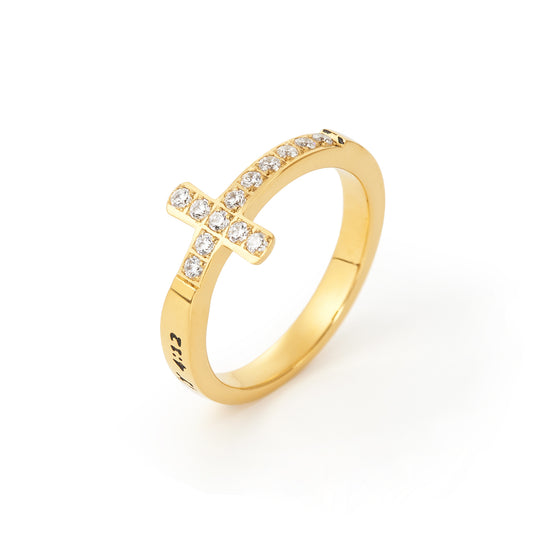 Women's Gold Tone  Cross Ring