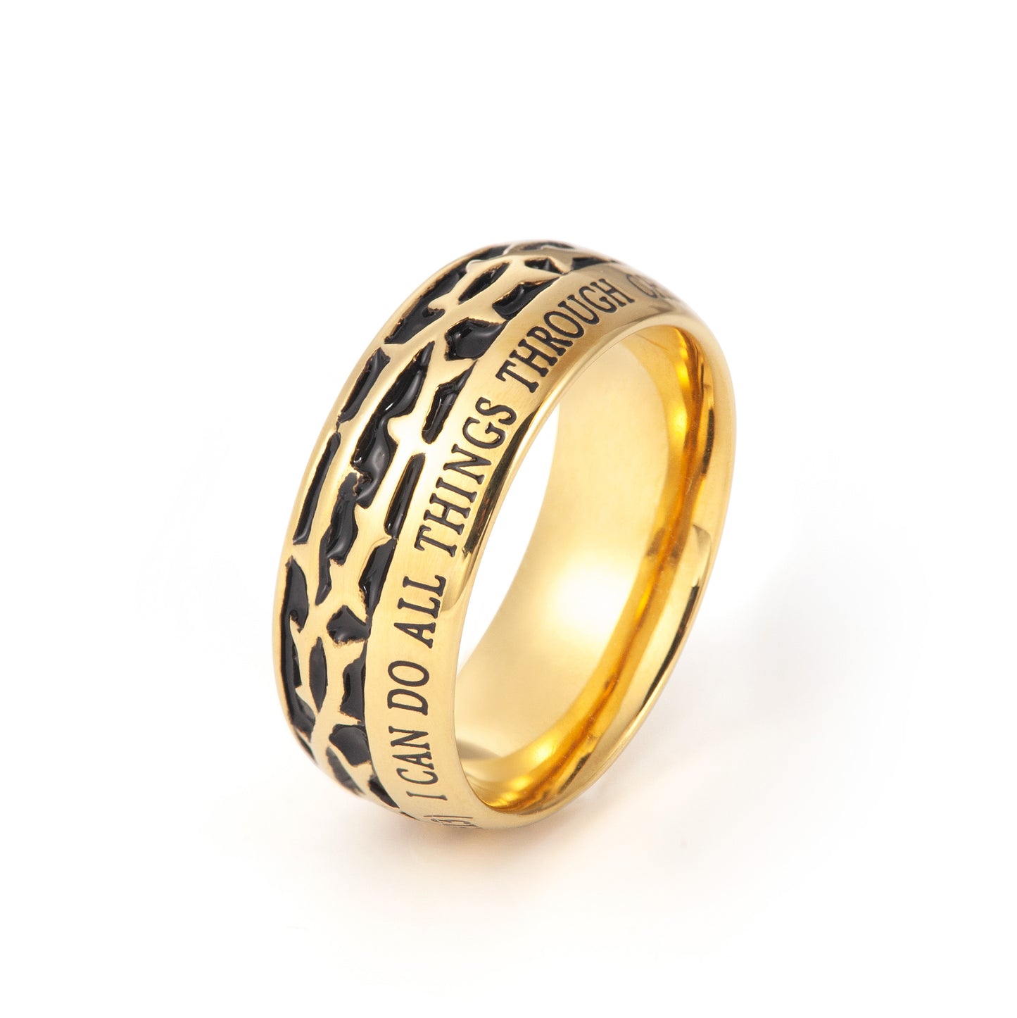 Men's Stainless Steel leopard print Ring Engravable Ring