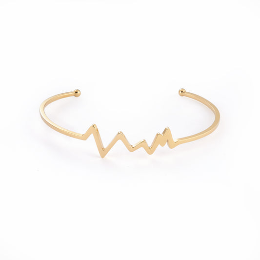 Simple Personality Design ECG Lightning Bracelet Love Couple Heartbeat Frequency Bangle
