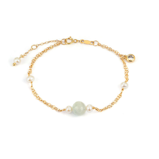 Dainty Chain Pearl Beaded Bracelet