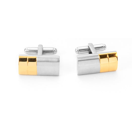 Men Stainless Steel Yellow and Silver Divided Cufflinks