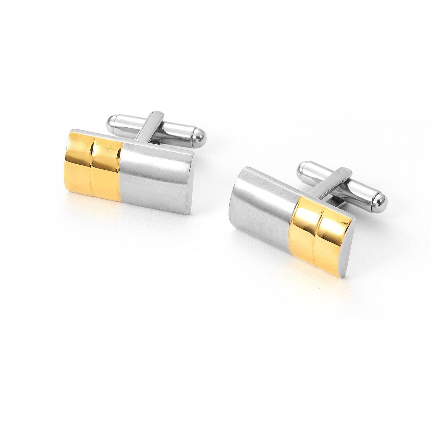 Men Stainless Steel Yellow and Silver Divided Cufflinks