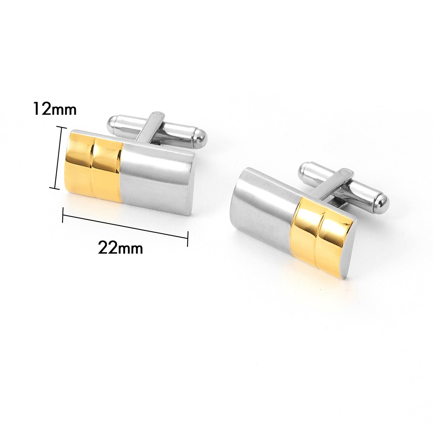 Men Stainless Steel Yellow and Silver Divided Cufflinks