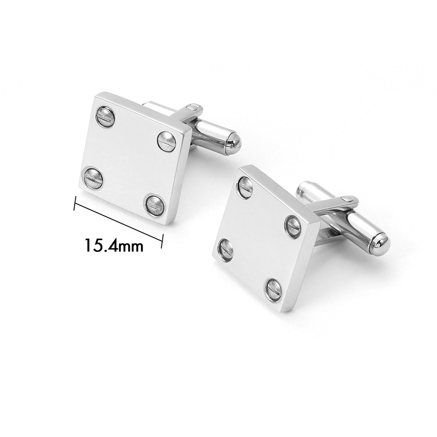 Stainless Steel Square Cufflinks with 4 Screws