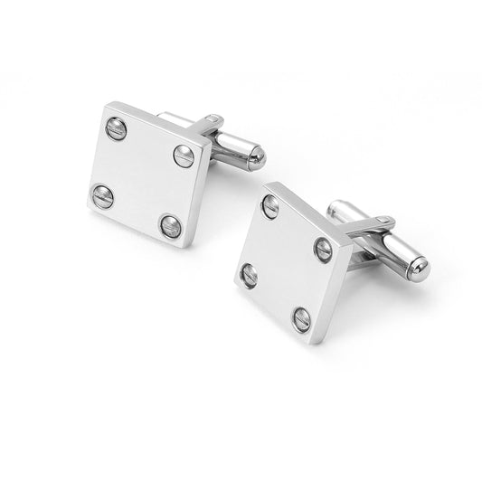 Stainless Steel Square Cufflinks with 4 Screws