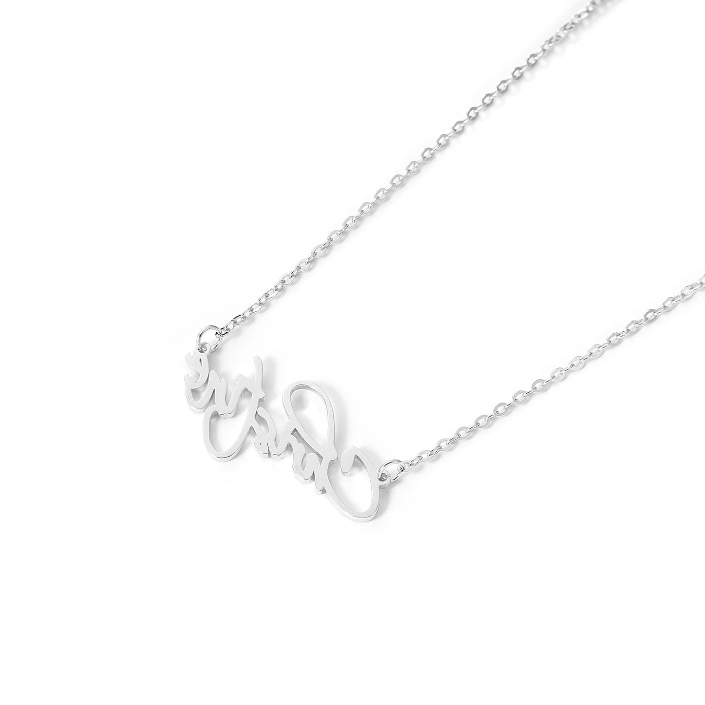 Customized 925 silver Logo letter Pendant charms with 18 inches necklace