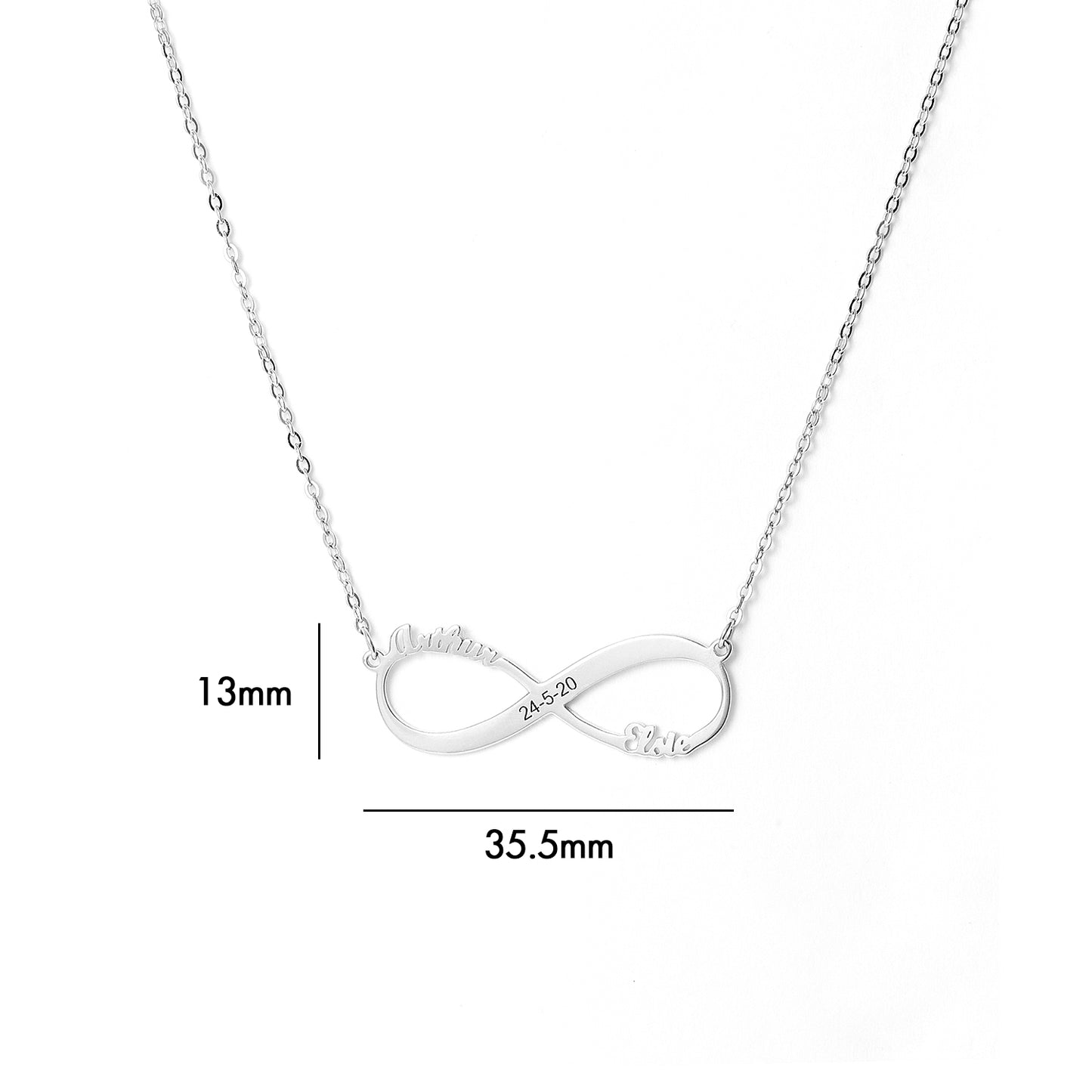 Horizontal Infinity Sterling silver Pendant with 18 inches necklace