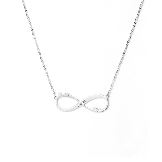 Horizontal Infinity Sterling silver Pendant with 18 inches necklace
