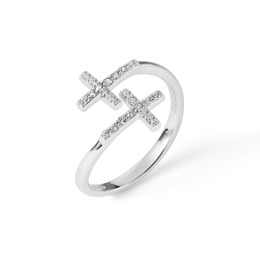 Wholesale Special Open Design Black CZ Rings 925 Sterling Silver Cubic Zirconia Cross Ring