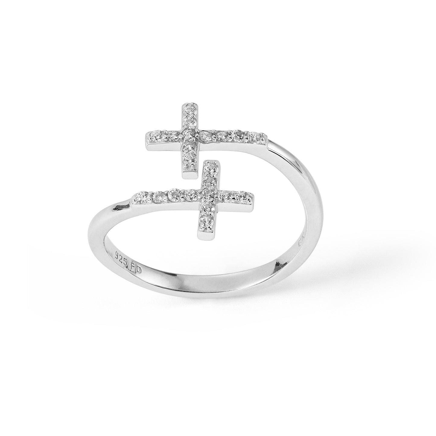 Wholesale Special Open Design Black CZ Rings 925 Sterling Silver Cubic Zirconia Cross Ring