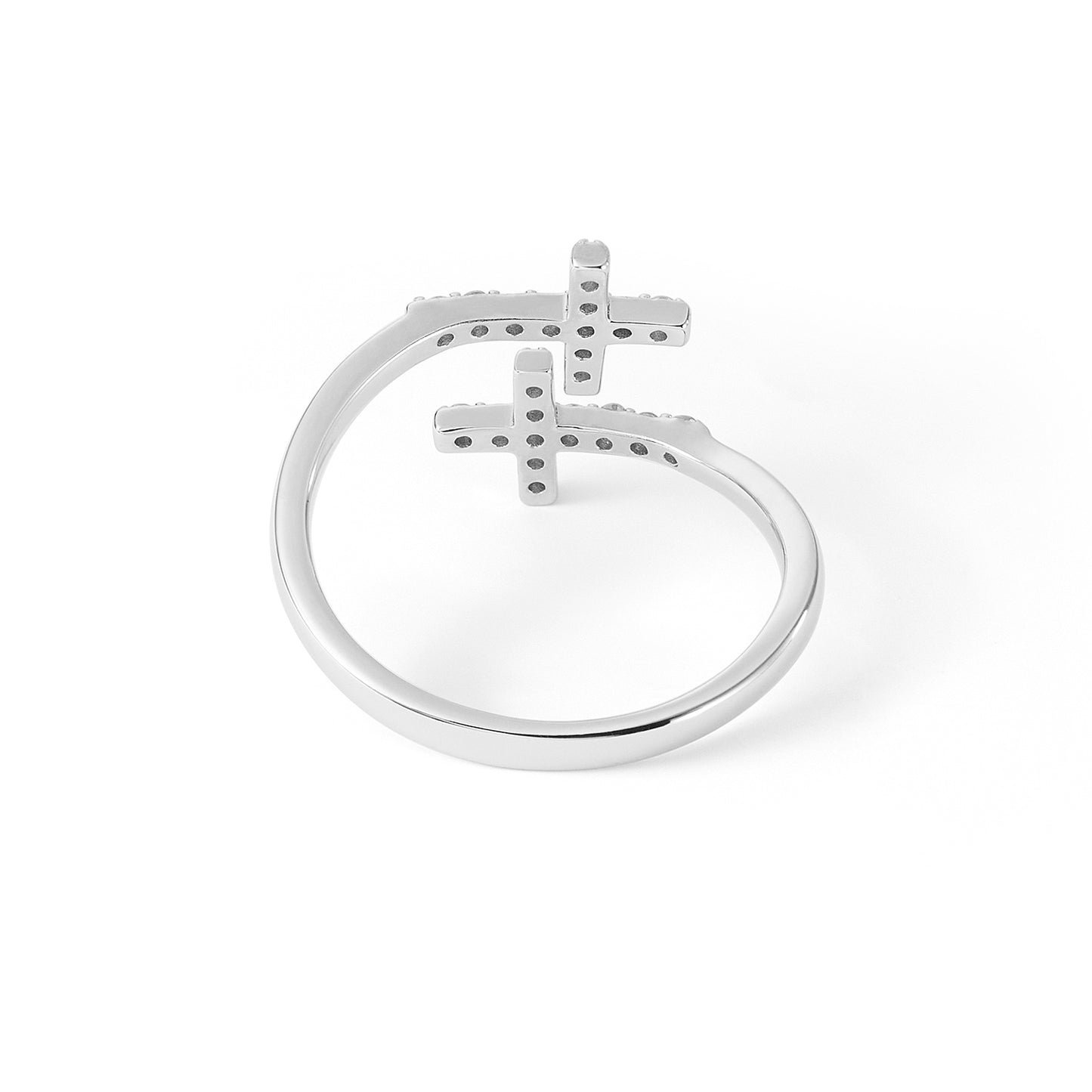 Wholesale Special Open Design Black CZ Rings 925 Sterling Silver Cubic Zirconia Cross Ring