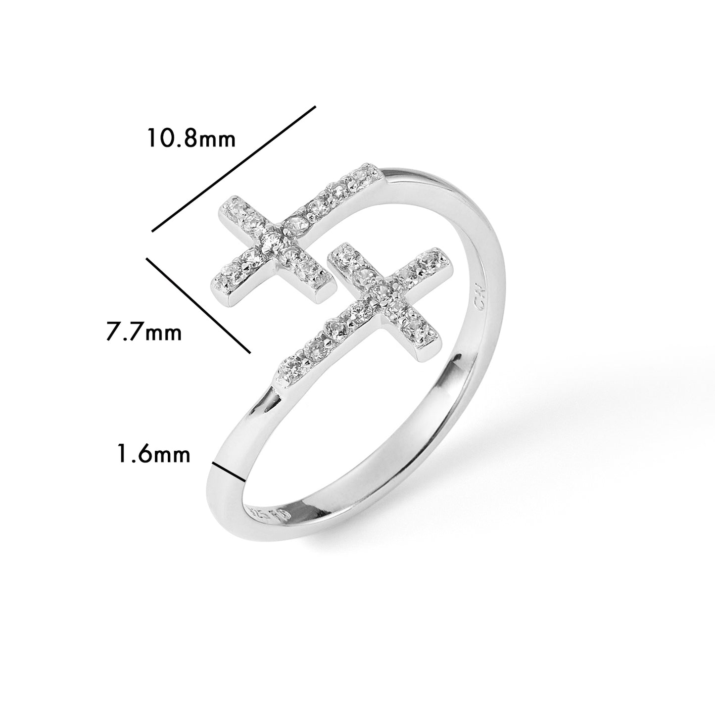 Wholesale Special Open Design Black CZ Rings 925 Sterling Silver Cubic Zirconia Cross Ring