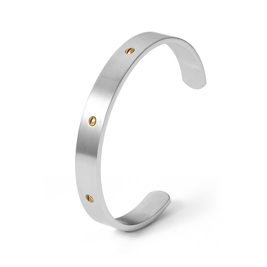 Stainless Steel Flat 10mm Cuff Bangle for Men Bracelet