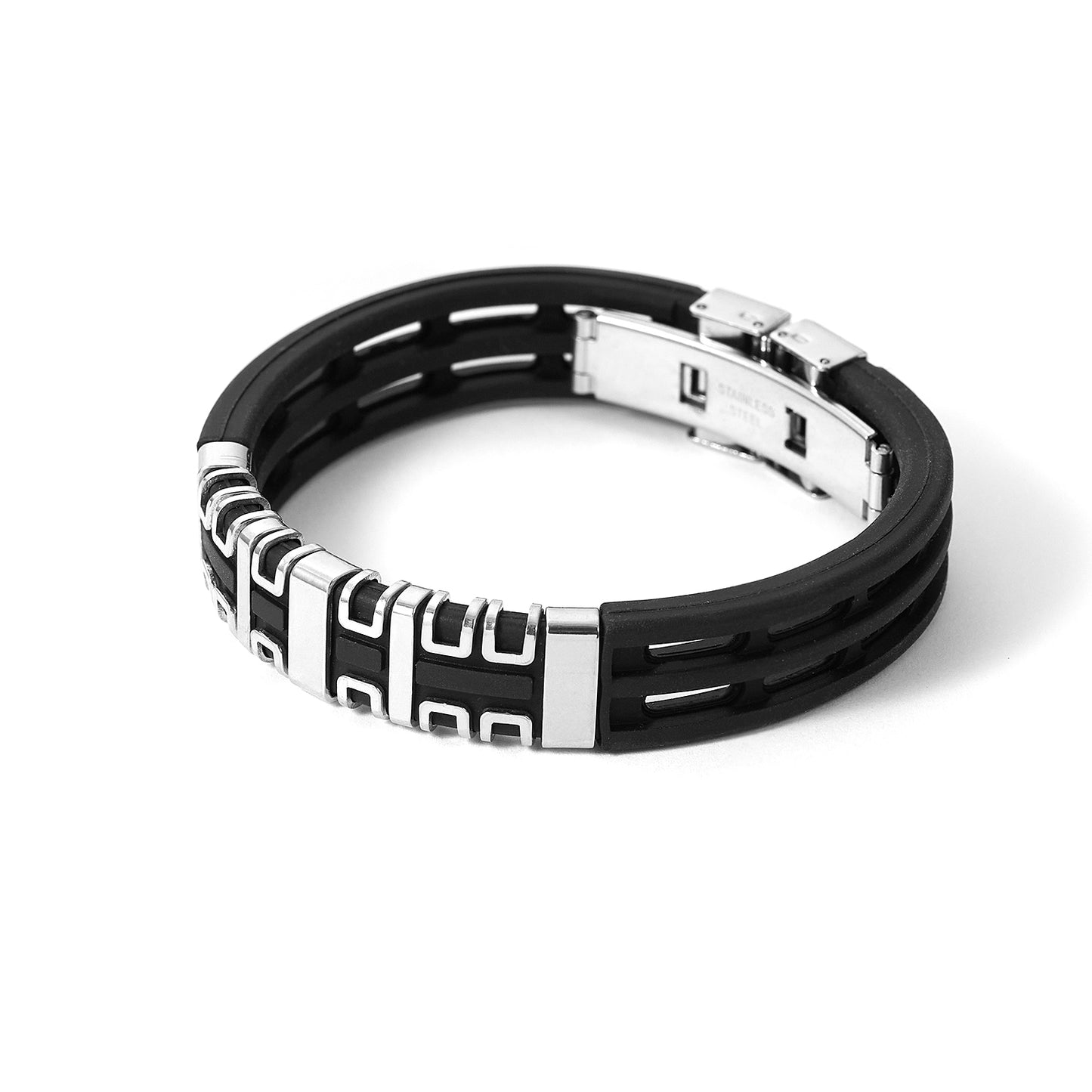 Stainless steel silicone wristband