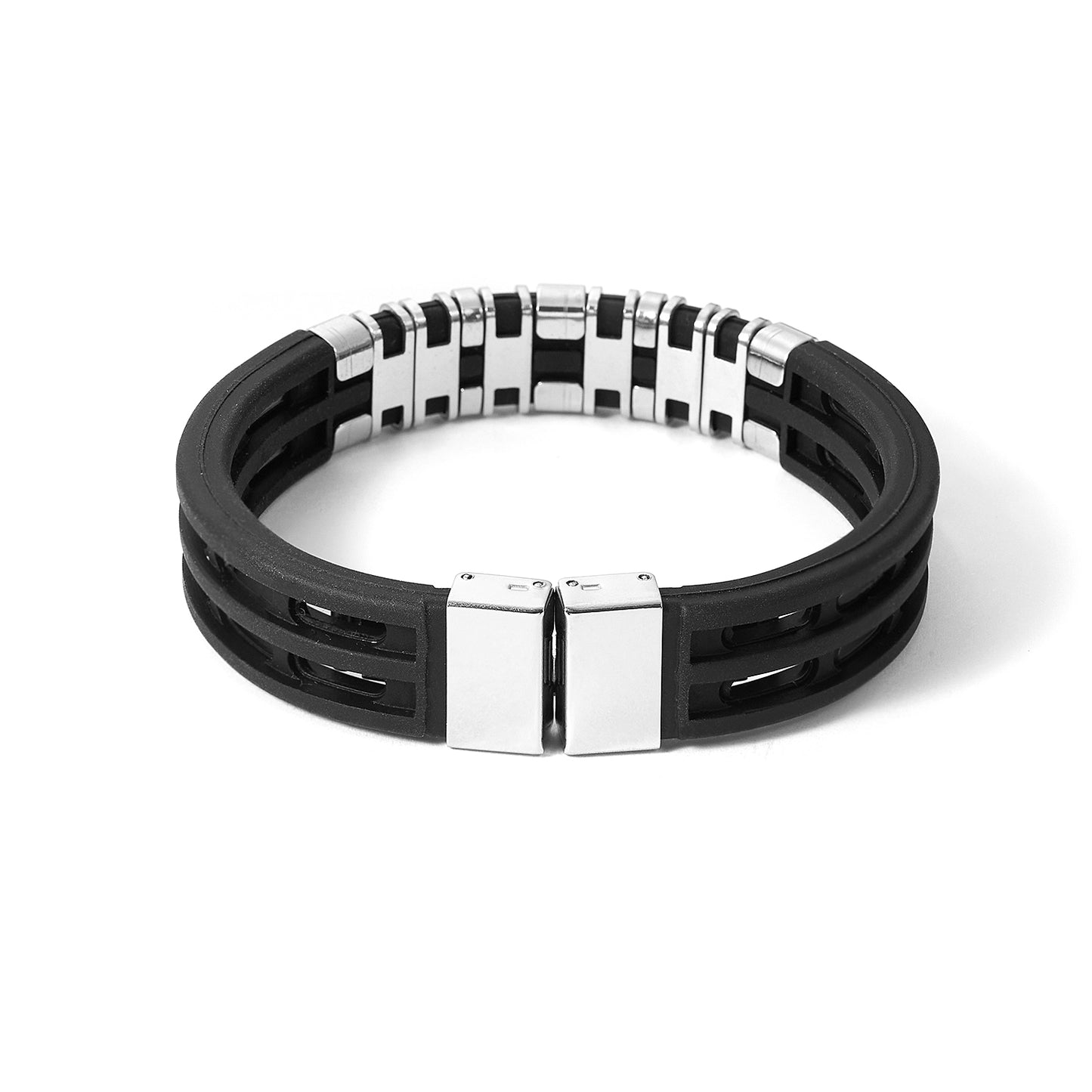 Stainless steel silicone wristband