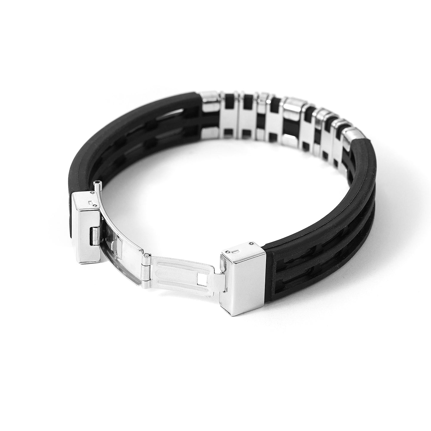 Stainless steel silicone wristband