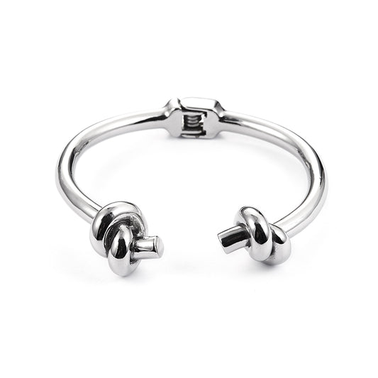 Big Double Knotted Ends Cuff Bangles Stainless Steel